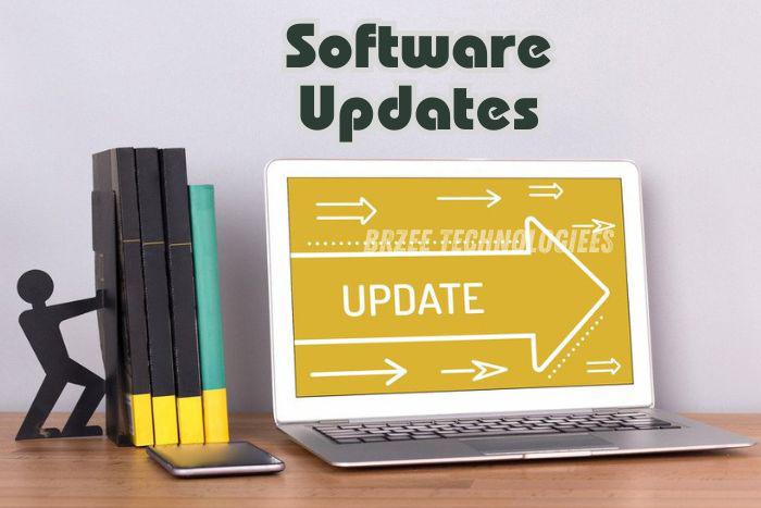 Stay updated with the latest software at BrZee Technologiees in Gandhipuram, Coimbatore, featuring a laptop screen displaying an update prompt, symbolizing our dedication to keeping your technology current and efficient